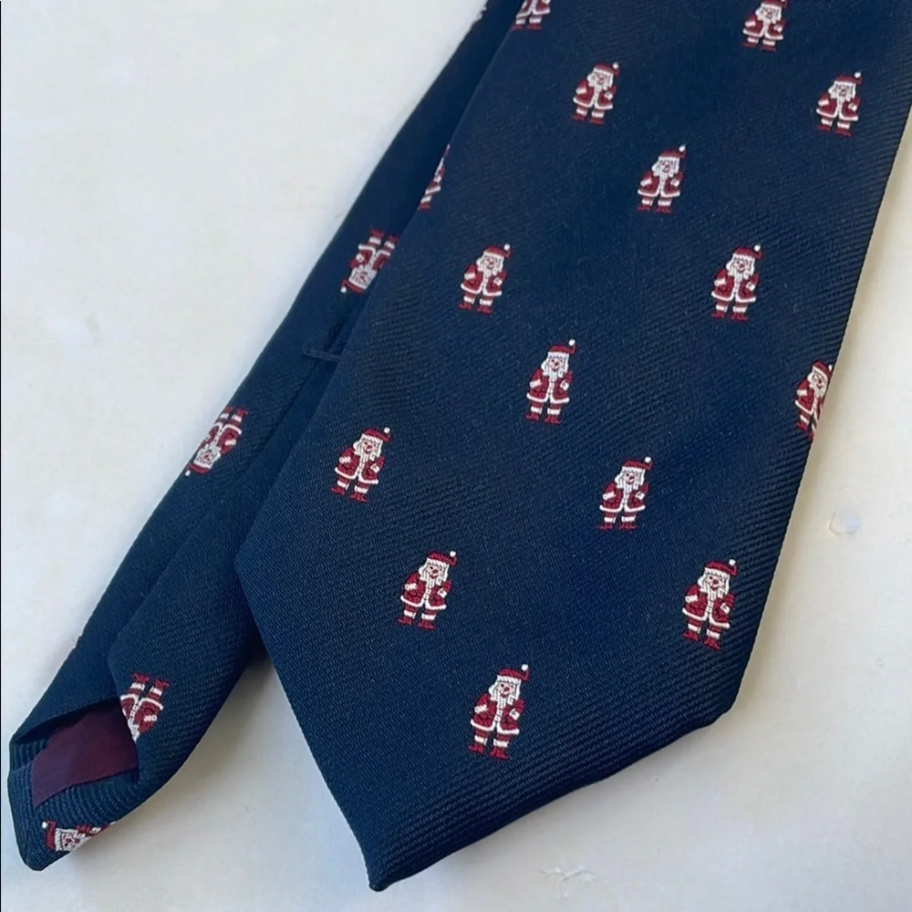 Chipmunk Creations Navy Blue and Red Patterned Santa Surprise Holiday Tie